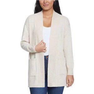 NWT Gloria Vanderbilt Women's Open Long Sleeve Cardigan Cream Size XL $70 9C087
